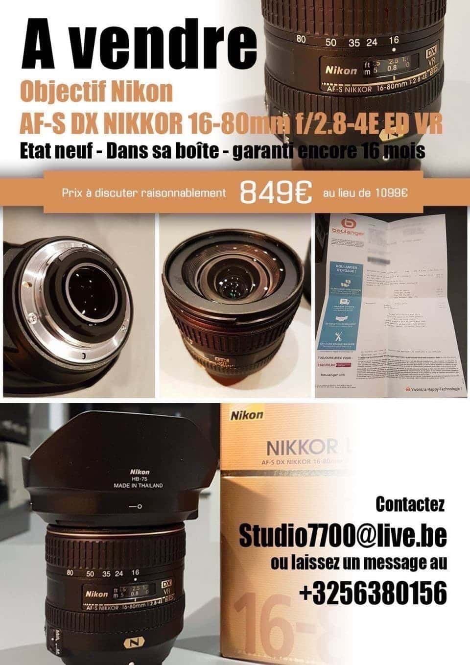 Objectif Nikon AF-S DX NIKKOR 16-80mm f/2.8-4E ED VR