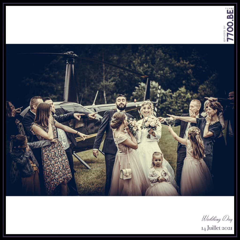 Arrivée des mariés en Hélicoptère - Quelques photos © faites par le studio 7700BE et votre photographe Fhano lors du mariage de GERALDINE ET SEBASTIEN