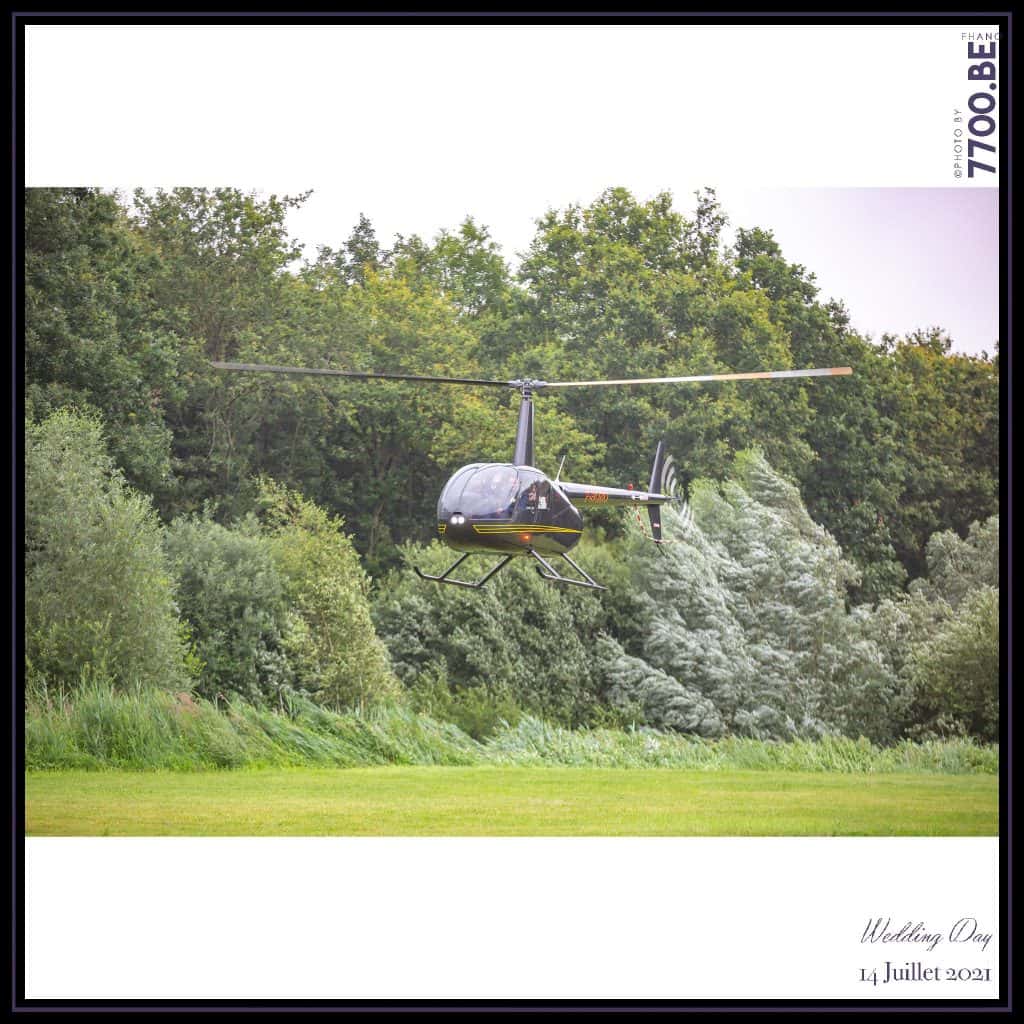 Arrivée des mariés en Hélicoptère - Quelques photos © faites par le studio 7700BE et votre photographe Fhano lors du mariage de GERALDINE ET SEBASTIEN